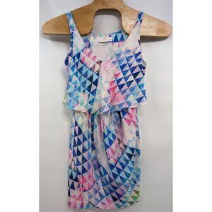 Amanda Uprichard Women's Medium Sleeveless Geometric Silk Shift Dress Multicolor